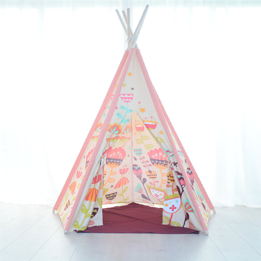 All 4 Kids Nora Large Pink Blooming Kids Teepee Tent