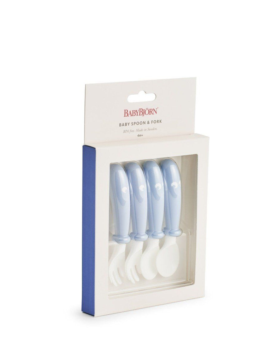Babybjorn 4 Pack Baby Spoon and Fork Set - Powder Blue
