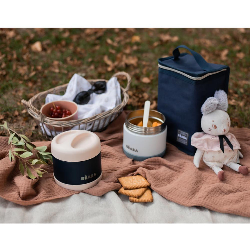 Beaba Stainless Steel Isothermal Portion 500ML - Light Pink/ Night Blue