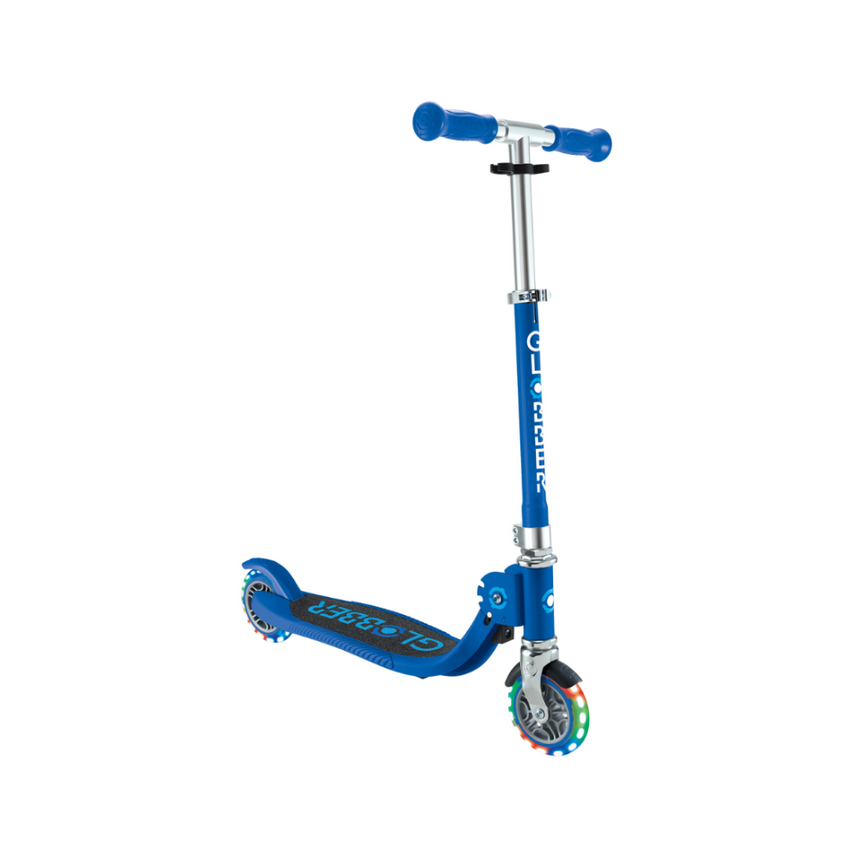 Globber FLOW FOLDABLE JUNIOR Scooter with lights - Navy Blue/ Sky Blue