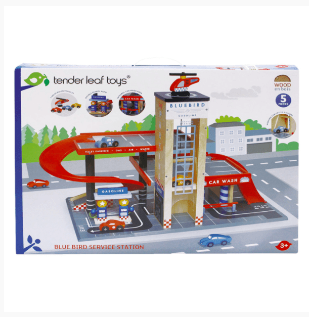 Tender Leaf Toys Wooden Blue Bird Service Station Play Set