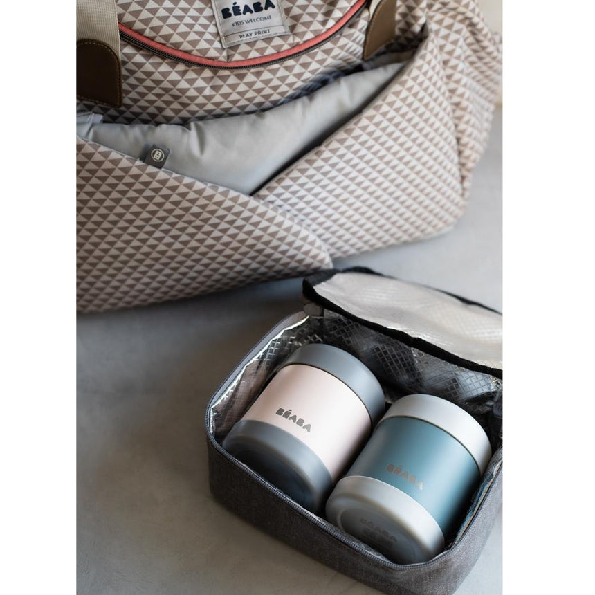 Beaba Stainless Steel Isothermal Portion 300ML - Light Mist/ Eucalyptus Green