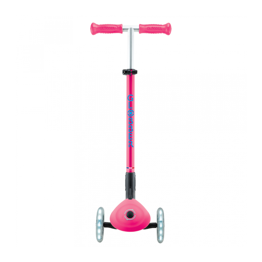 Globber Primo FOLD PLUS LIGHTS Scooter - Fuchsia Pink / Sky Blue