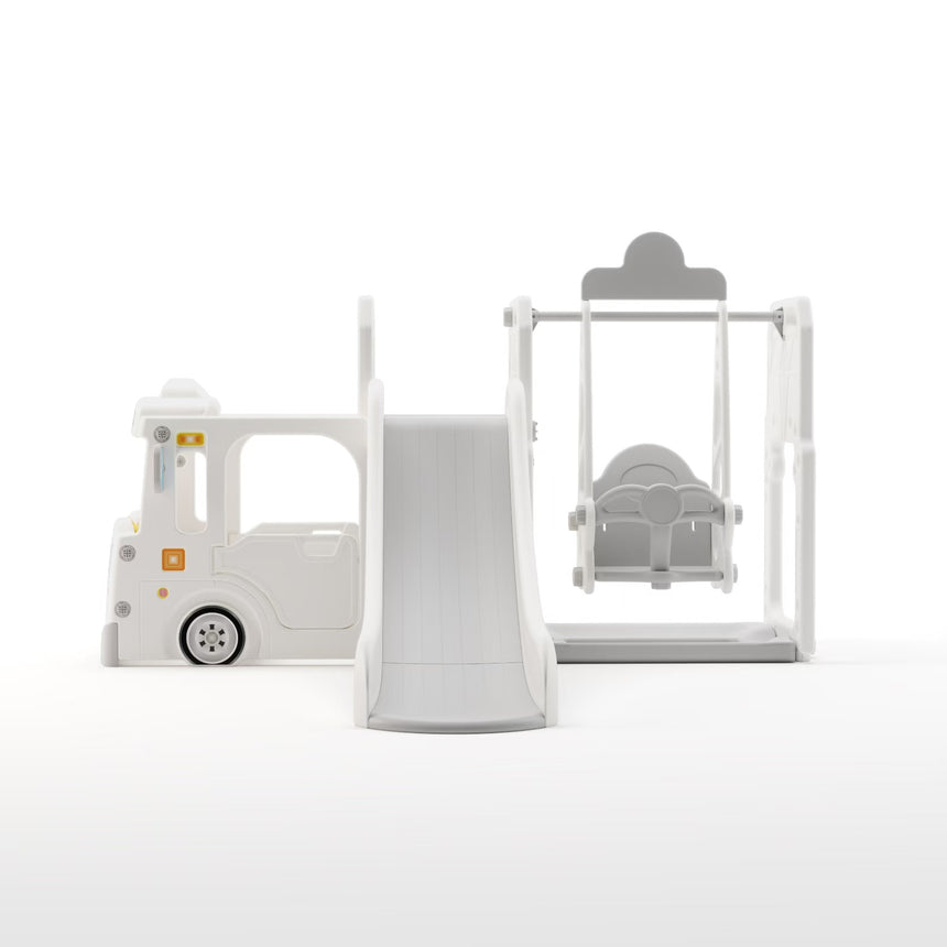 ALL 4 KIDS Lucas Baby Slider and Swing Play Center with Bus - White