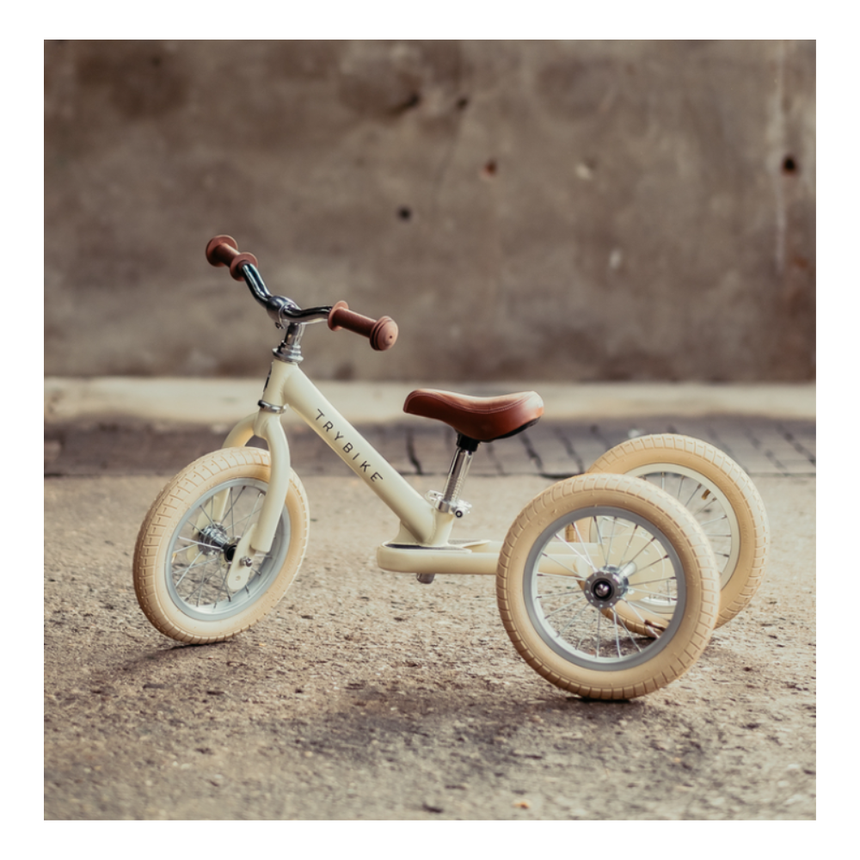 Trybike 2 in 1 Steel Balance Bike & Tricycle – Vintage Cream