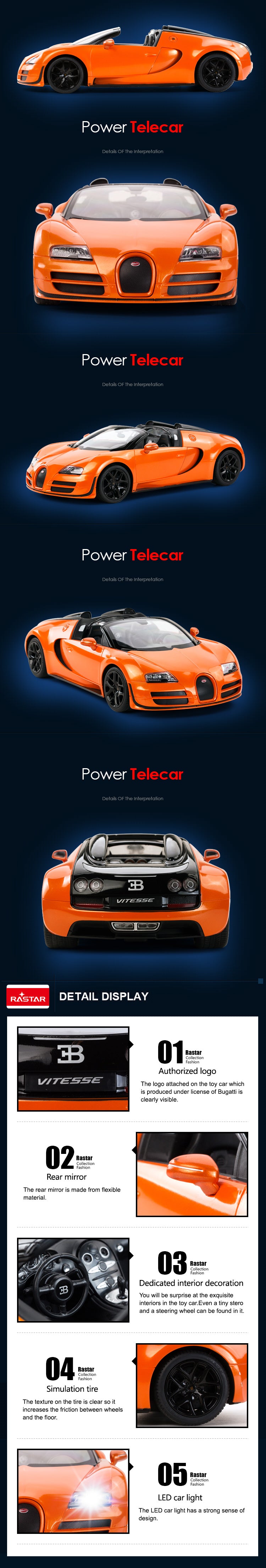 Rastar Licensed 1:14 Radio Control Car - Bugatti Veyron