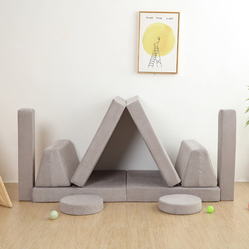 All 4 Kids Ethan 10 PCS Play Couch - Grey