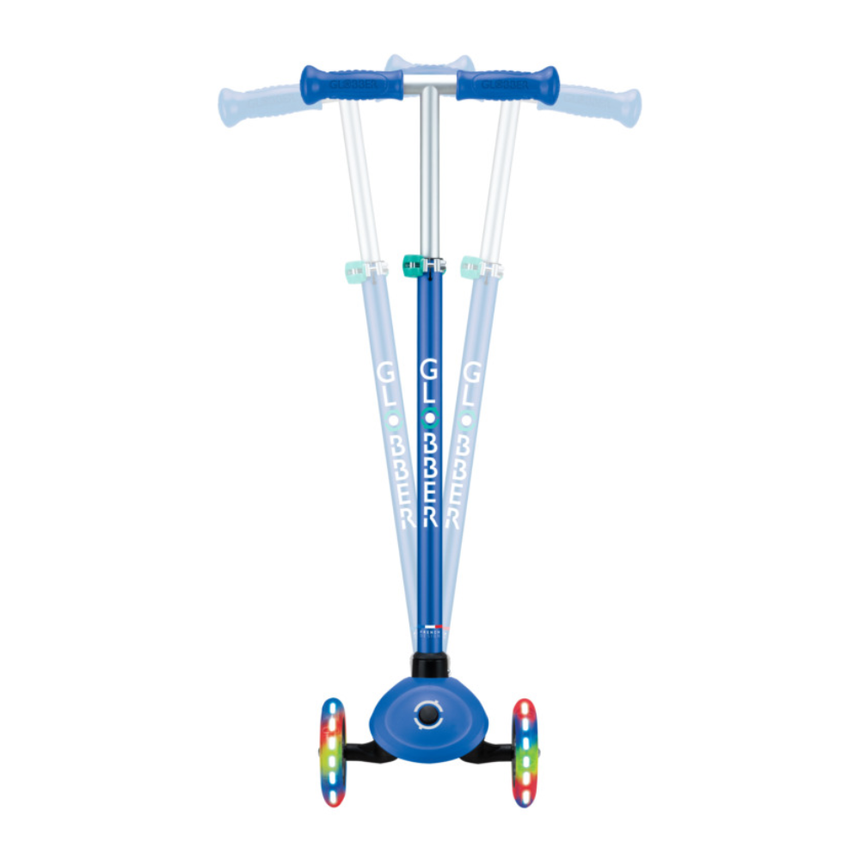 Globber Primo PLUS Scooter with Lights - Navy Blue/ Emerald Green