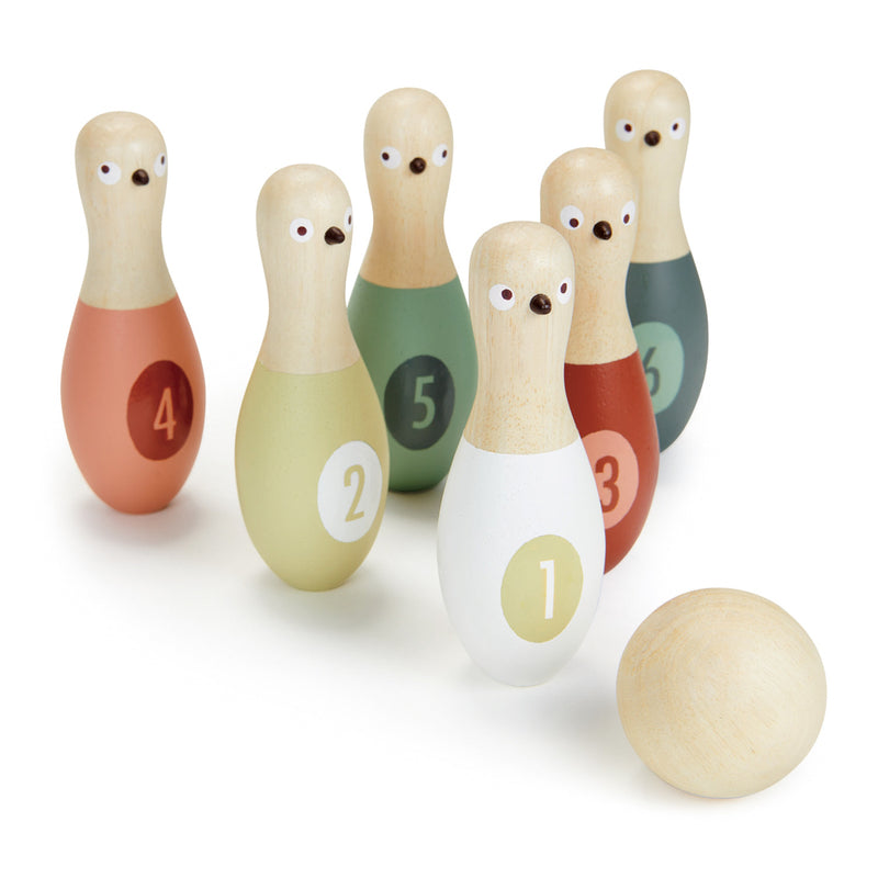 Tender Leaf Toys Wooden Birdie Skittles Bowling Set