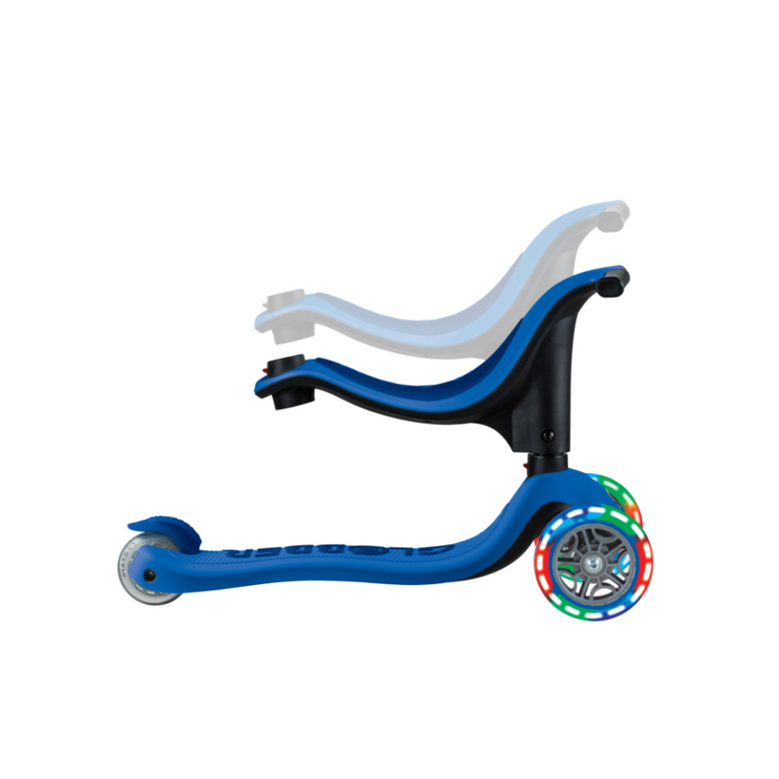 Globber Go Up Sporty Lights Convertible Scooter - Navy Blue/ Dark Navy Blue