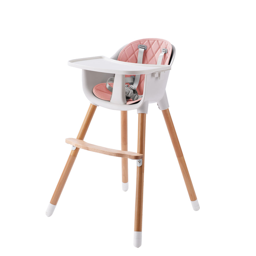 JOY BABY Amelia 2-in-1 Timber Highchair - Pink