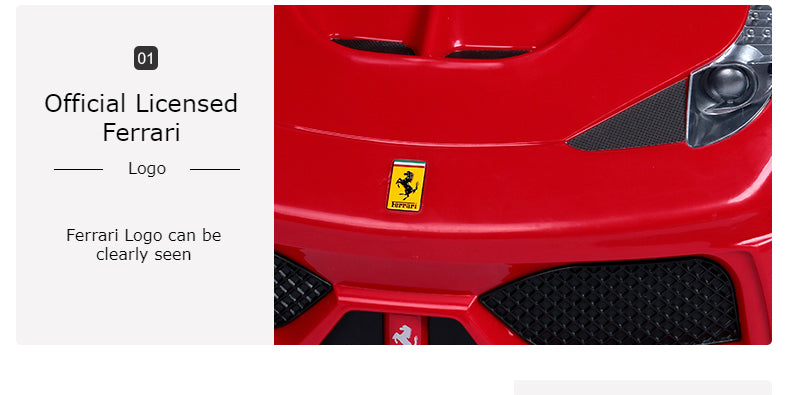 Rastar Licensed Ferrari 458 push car top view – toddler ride-on toy