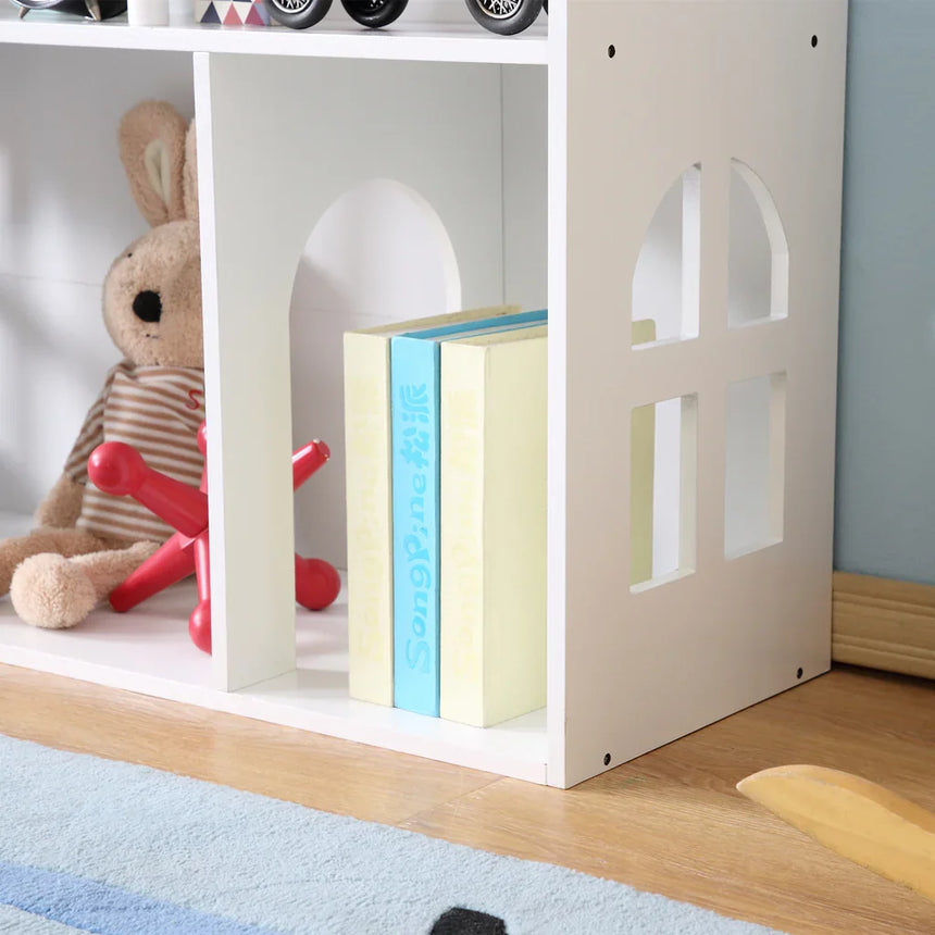 ALL 4 KIDS Ella White Dollhouse Bookcase Book Shelf Storage Unit