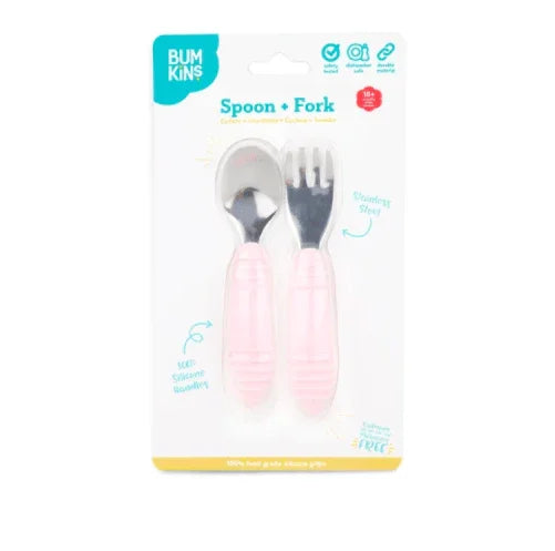 Bumkins Spoon and Fork - Pink