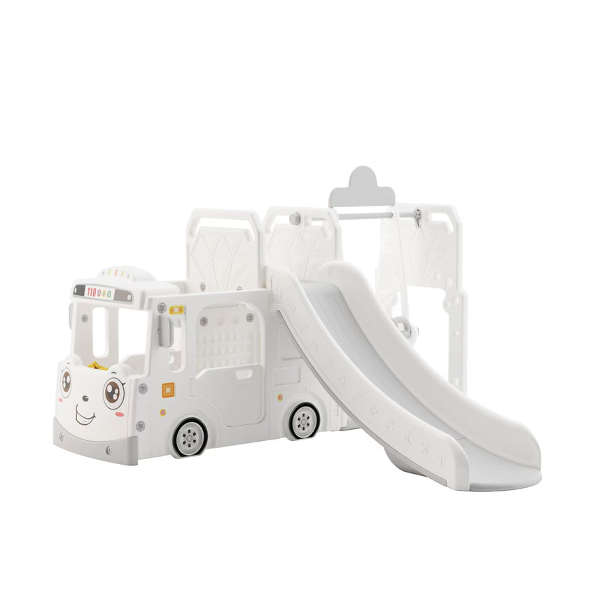 ALL 4 KIDS Lucas Baby Slider and Swing Play Center with Bus - White
