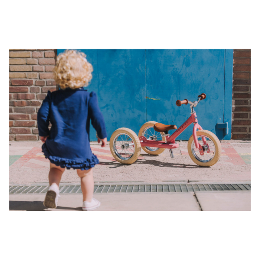 Trybike 2 in 1 Steel Balance Bike & Tricycle – Vintage Pink