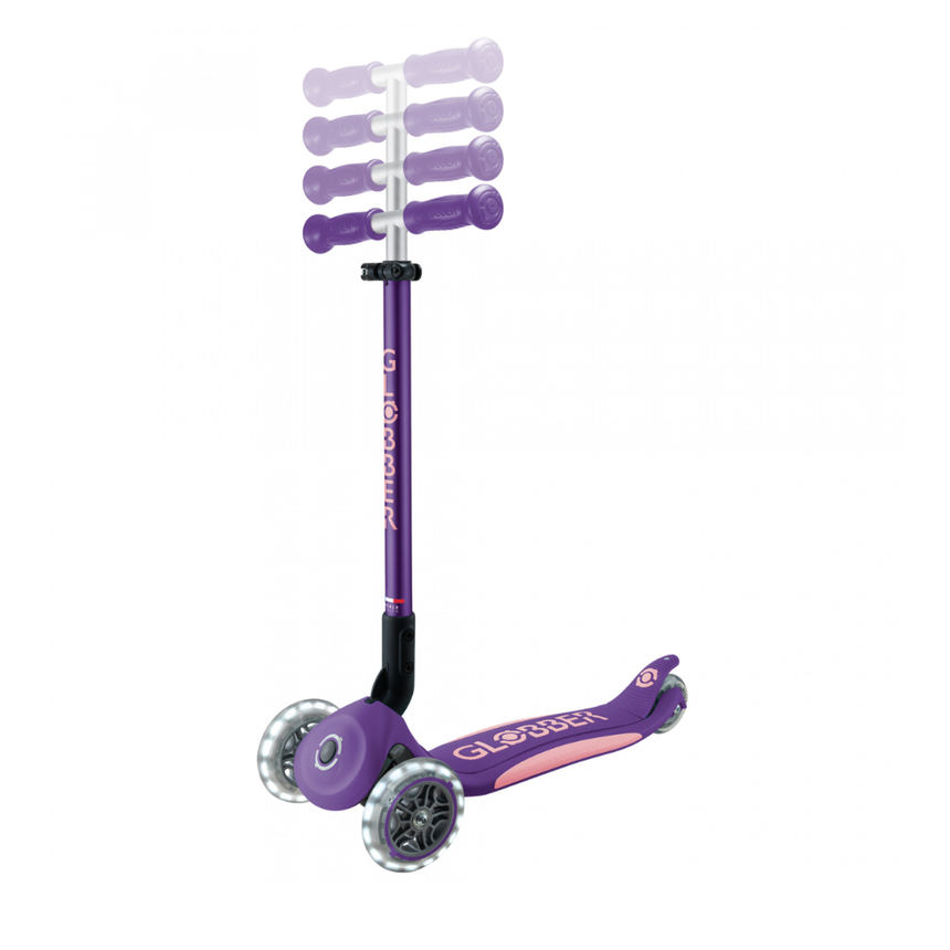Globber Primo FOLD PLUS LIGHTS Scooter - Purple/ Pastel Pink