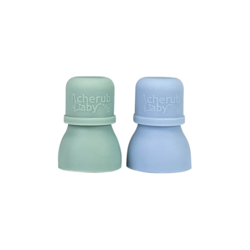 Cherub Baby Universal Silicone Food Pouch Spout 2pk Cerulean & Sage