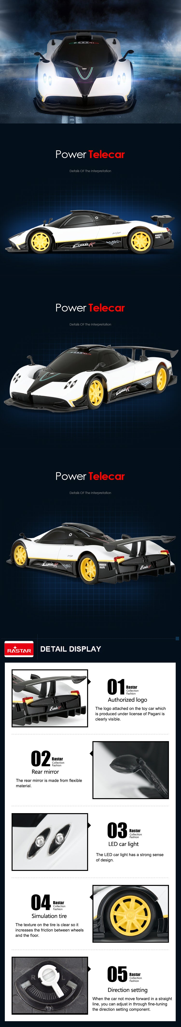 Rastar Licensed 1:14 Radio Control Car - Pagani Zonda R