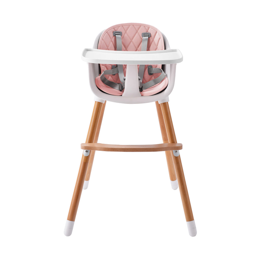 JOY BABY Amelia 2-in-1 Timber Highchair - Pink