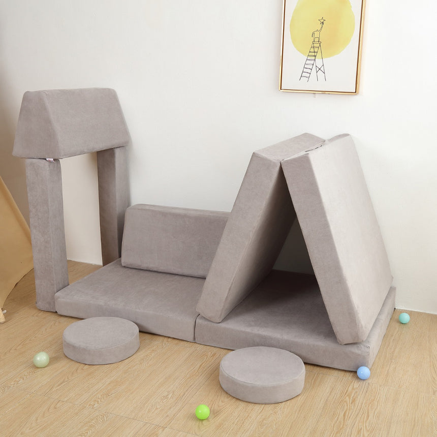 All 4 Kids Ethan 10 PCS Play Couch - Grey