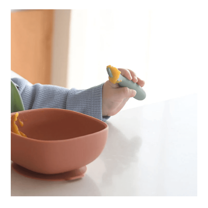 Beaba Silicone Pre-Spoons 2 Pack - Sage Green/Velvet Grey