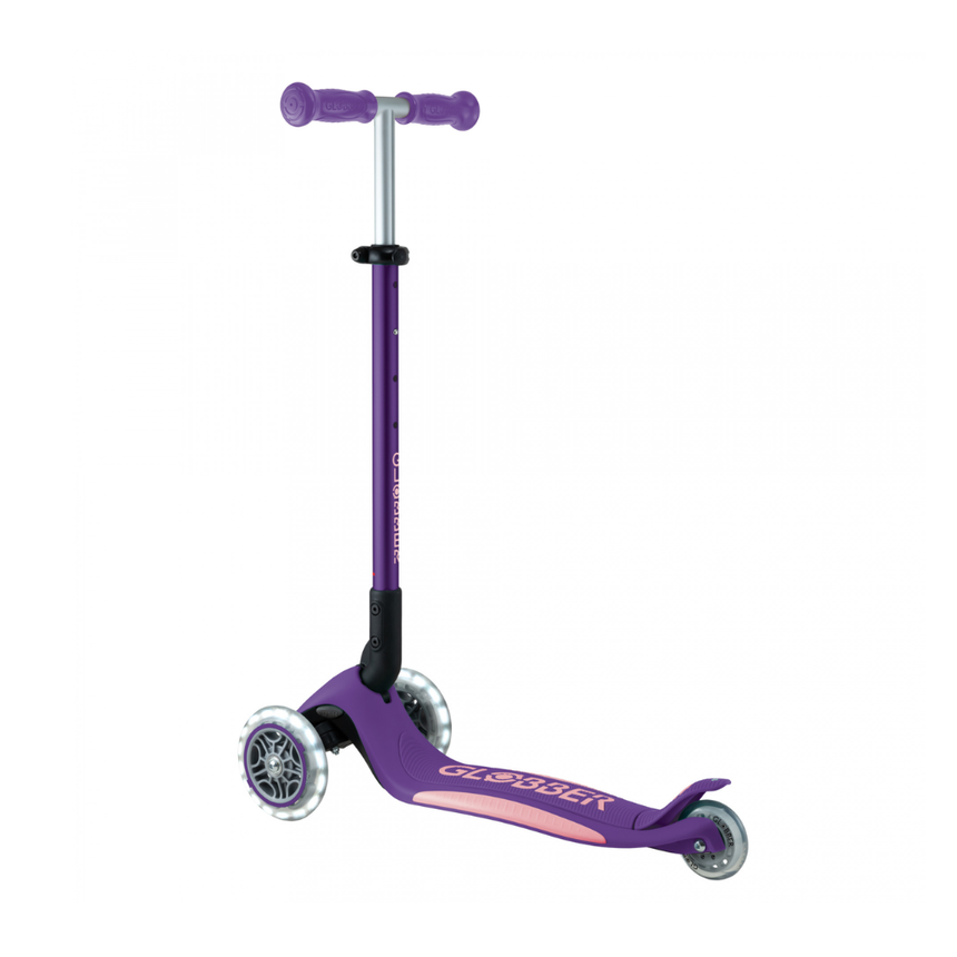 Globber Primo FOLD PLUS LIGHTS Scooter - Purple/ Pastel Pink