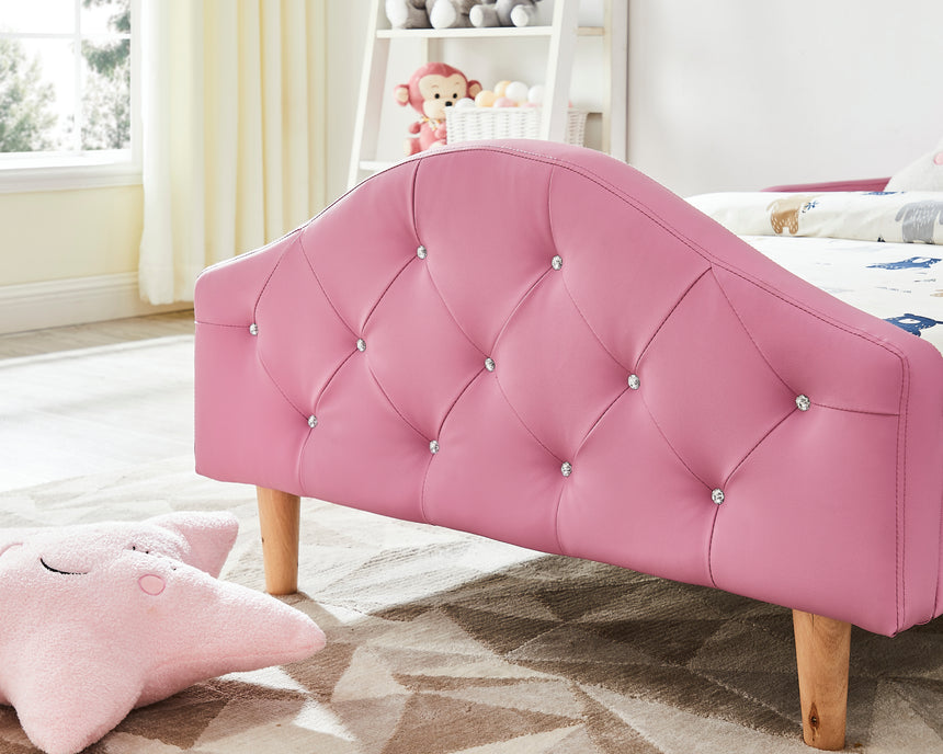 ALL 4 KIDS Kinsley Single PU Leather Upholstered Bed - Pink