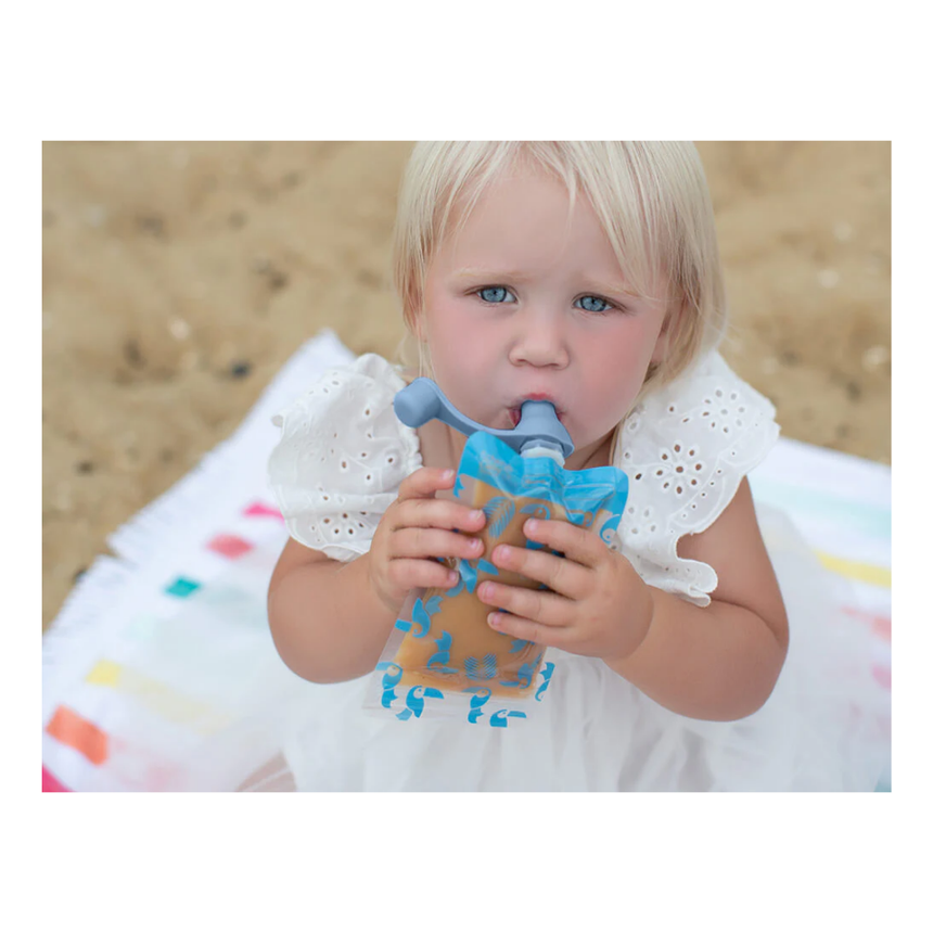 Cherub Baby Universal Silicone Food Pouch Spout 2pk Cerulean & Sage