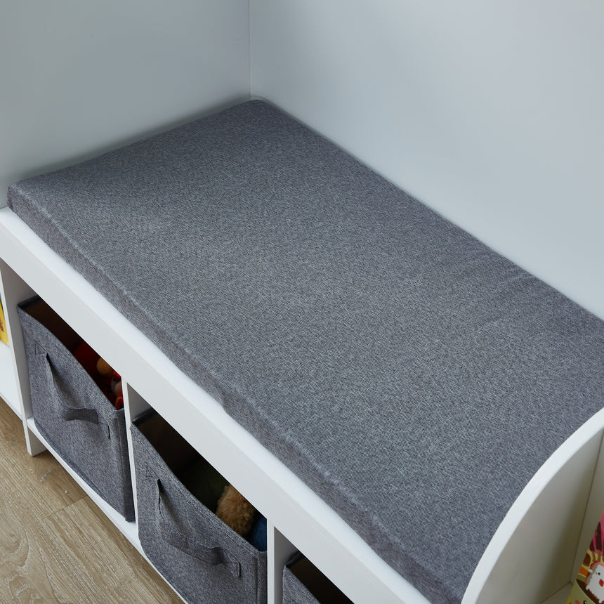 All 4 Kids Theodore White Book Case with Storage and Cushion