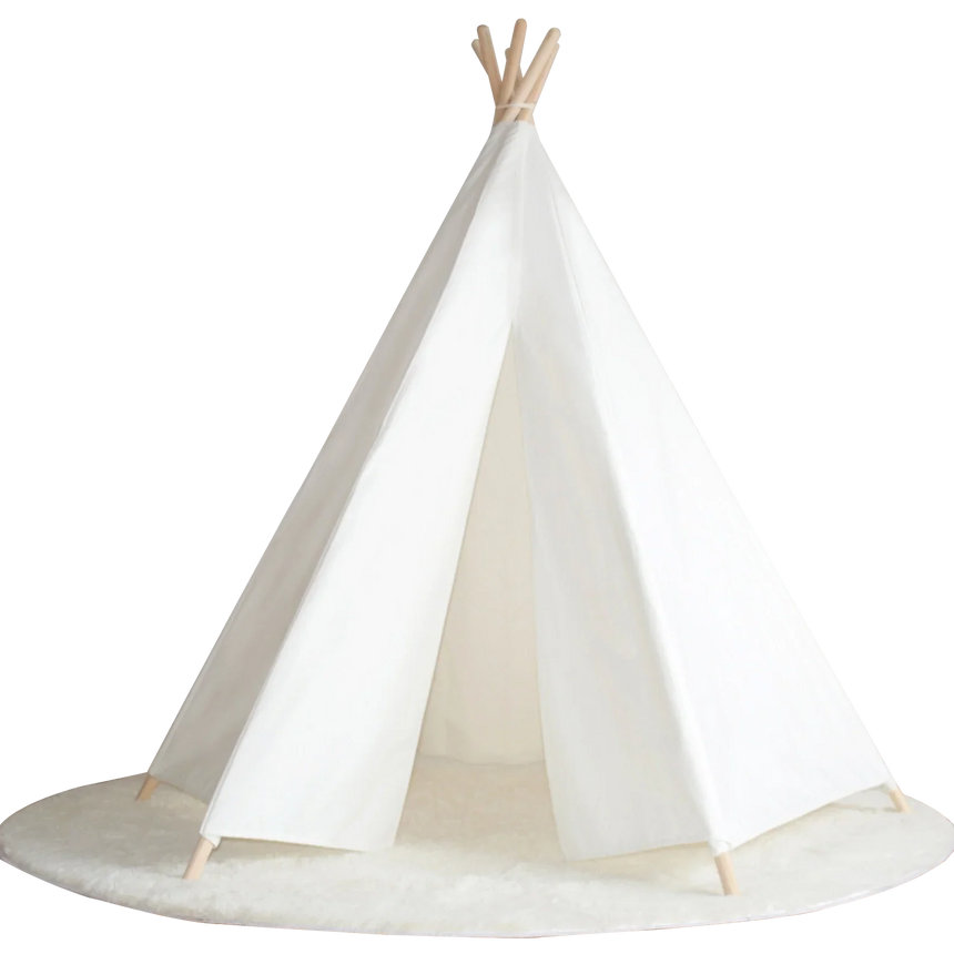 All 4 Kids Lily White Cotton Canvas Kids Hexagonal Teepee Tent