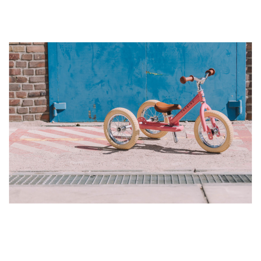Trybike 2 in 1 Steel Balance Bike & Tricycle – Vintage Pink