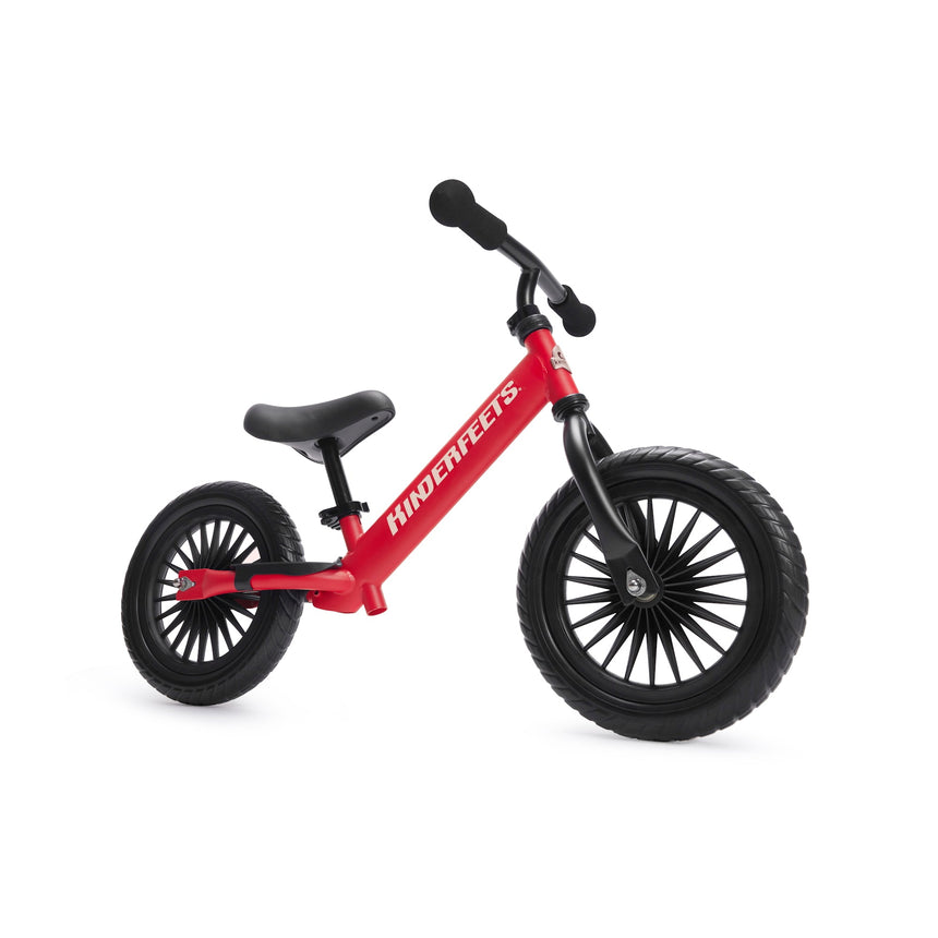 Kinderfeets Trail Bike in Cherry Red – matte red metal balance bike for toddlers