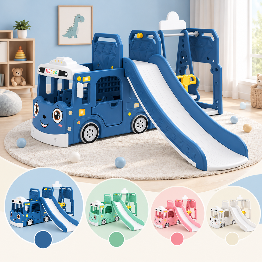 ALL 4 KIDS Lucas Baby Slider and Swing Play Center with Bus