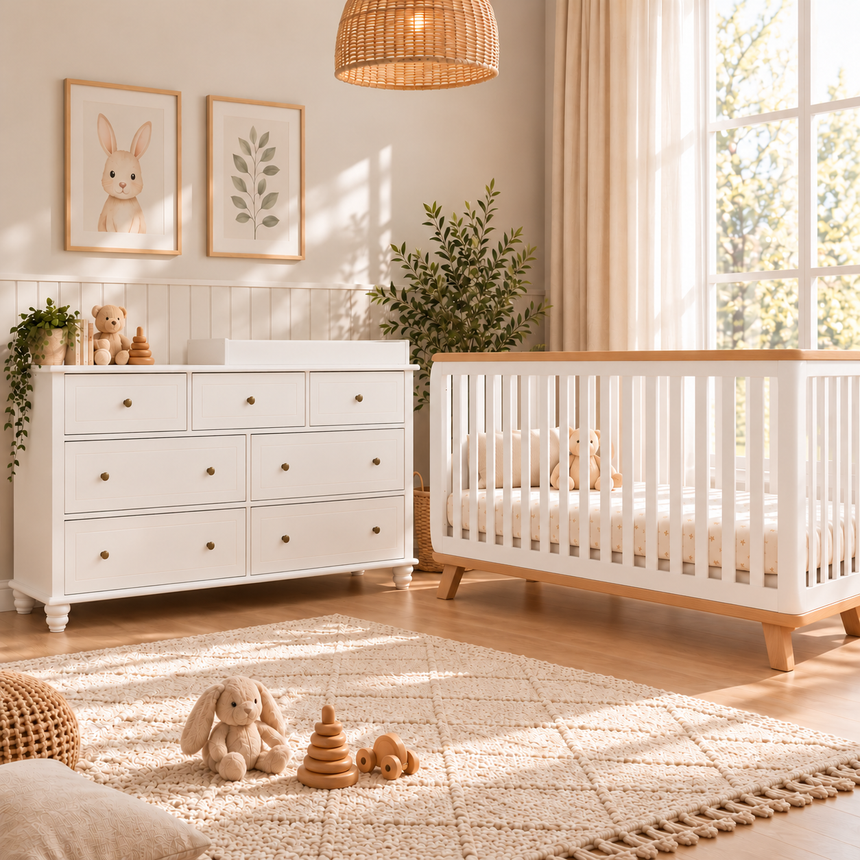 Joy Baby Mia Cot and 7 Drawer Change Table Package