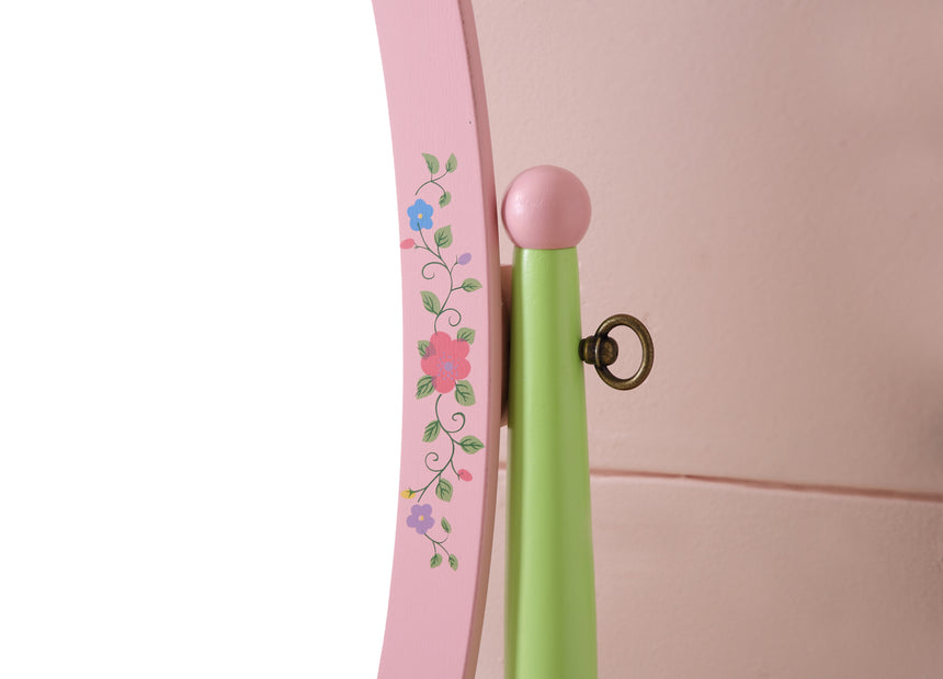 Wooden kids bedroom mirror with storage for toys and books