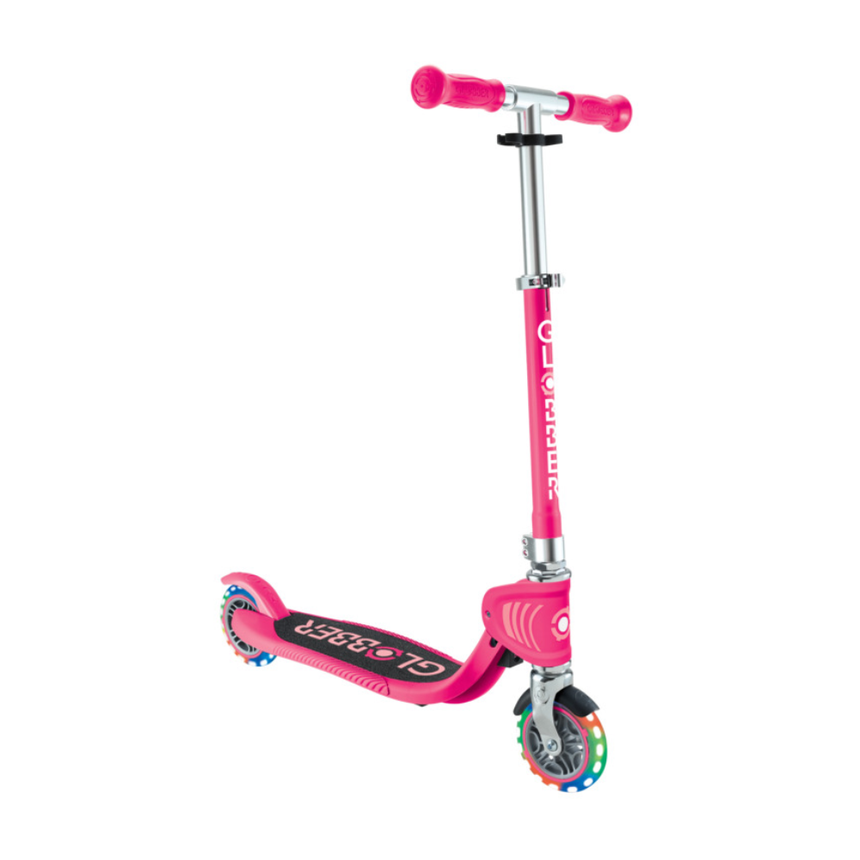 Globber FLOW FOLDABLE JUNIOR Scooter with lights - Pastel Pink/ Fuchsia