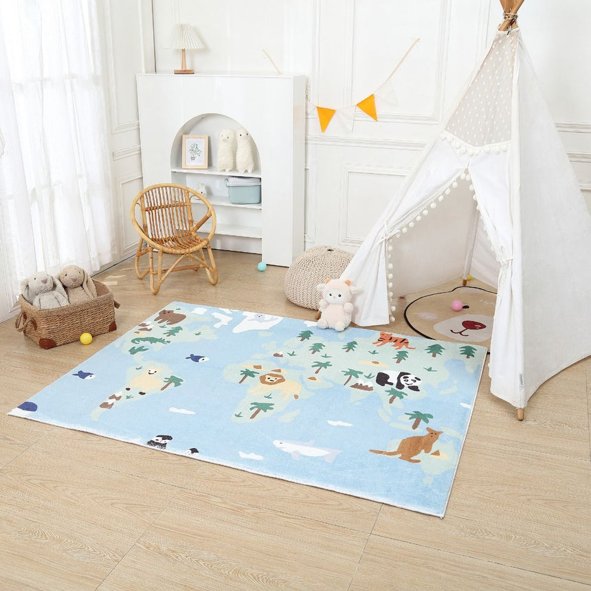 All 4 Kids World Animal Map Rug