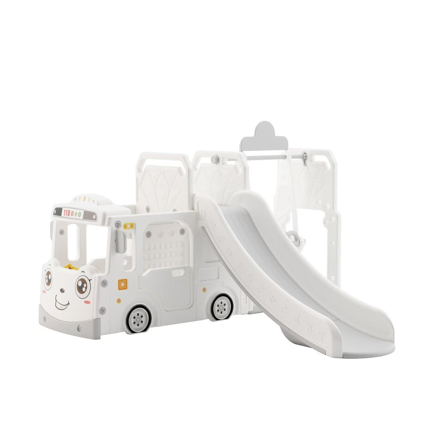 ALL 4 KIDS Lucas Baby Slider and Swing Play Center with Bus - White