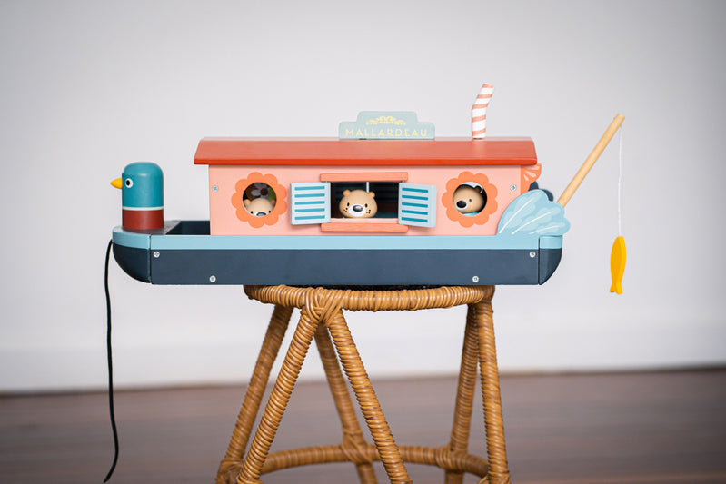 Tender Leaf Toys Wooden Little Otter Canal Boat Play Set