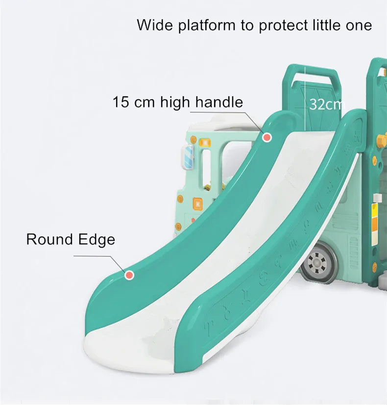 ALL 4 KIDS Lucas Baby Slider and Swing Play Center with Bus - Green