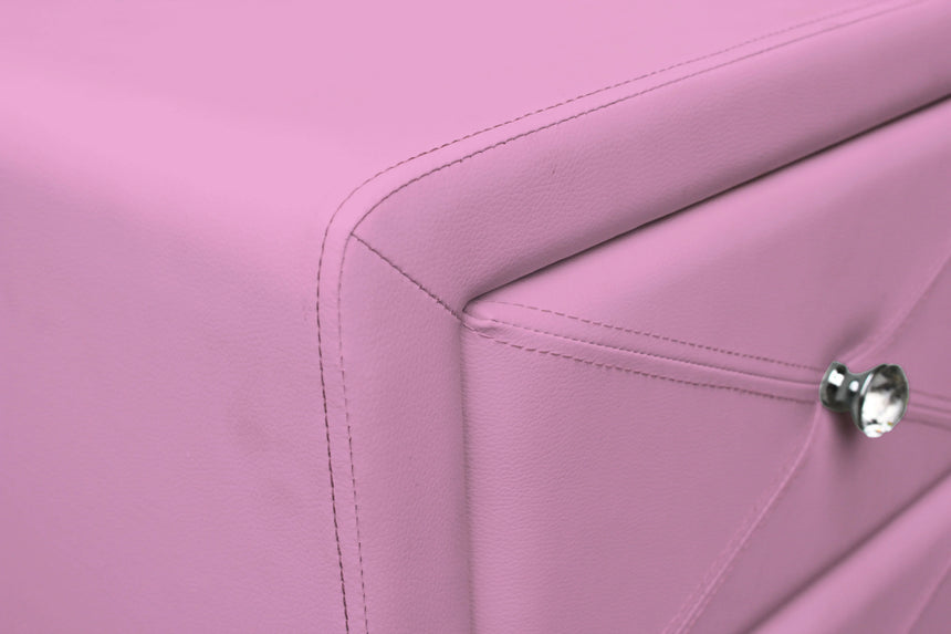 All 4 Kids Madelyn Pink PU Leather Bedside Table