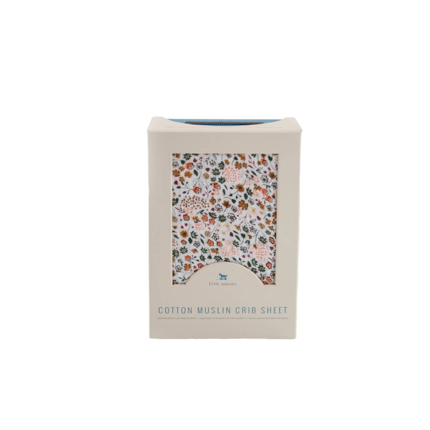 Little Unicorn Muslin Fitted Cot Sheet - Pressed Petals