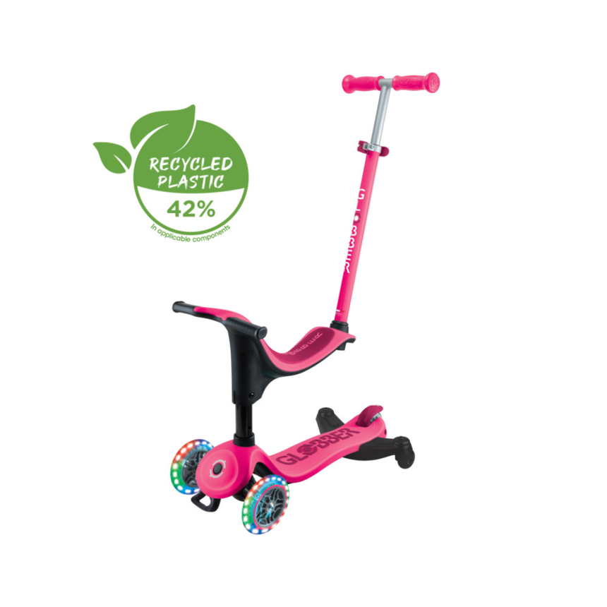 Globber Go Up Sporty Lights 360 Scooter - Fuchsia/Dark Pink