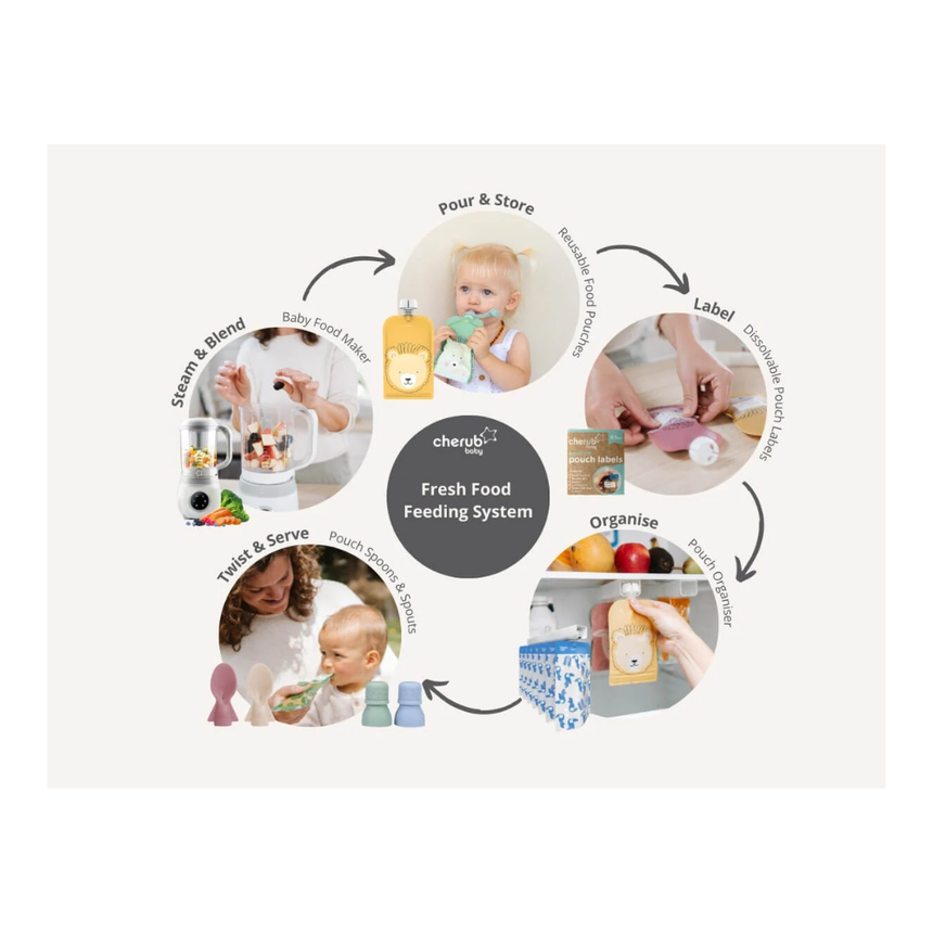 Cherub Baby Universal Silicone Food Pouch Spout Pink Orange