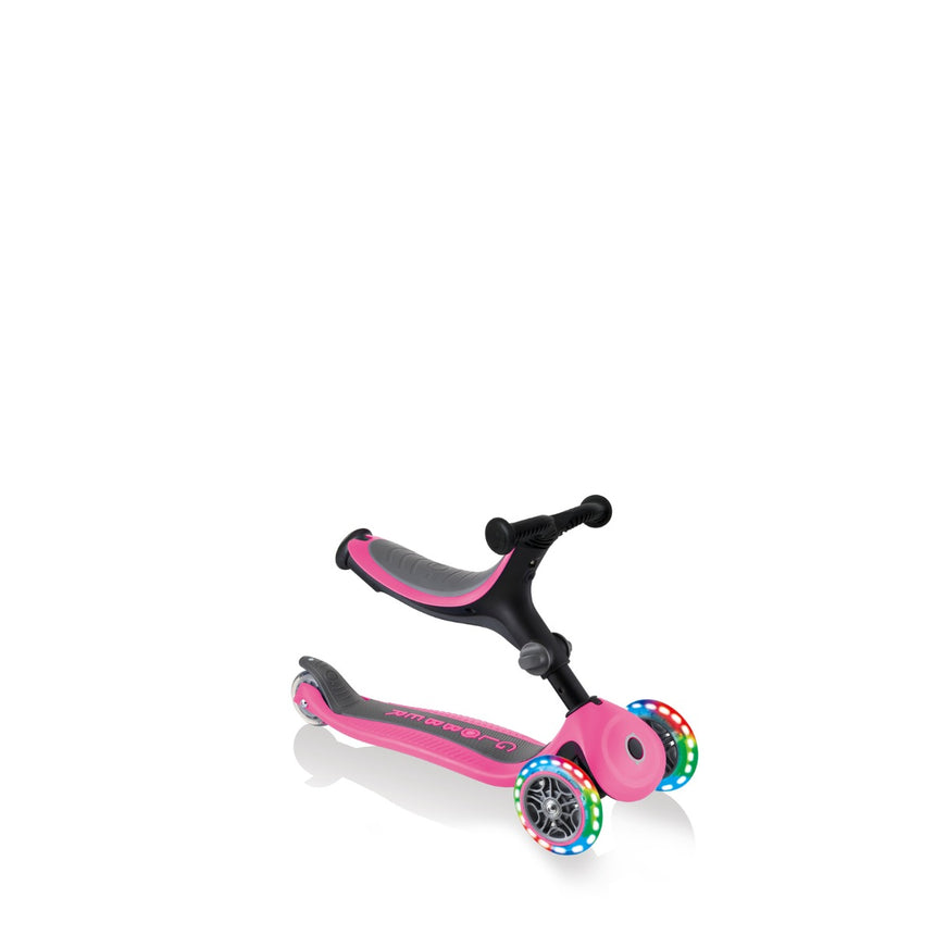 Globber Go Up Sporty Lights Convertible Scooter - Pink