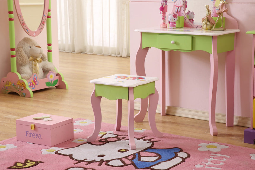 All 4 Kids Layla girls flower vanity set with stool gallery image 11