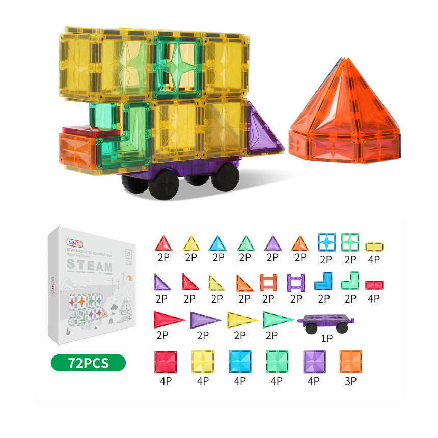 MNTL Classic Road Trip Magnetic Tile Set 72 Pcs