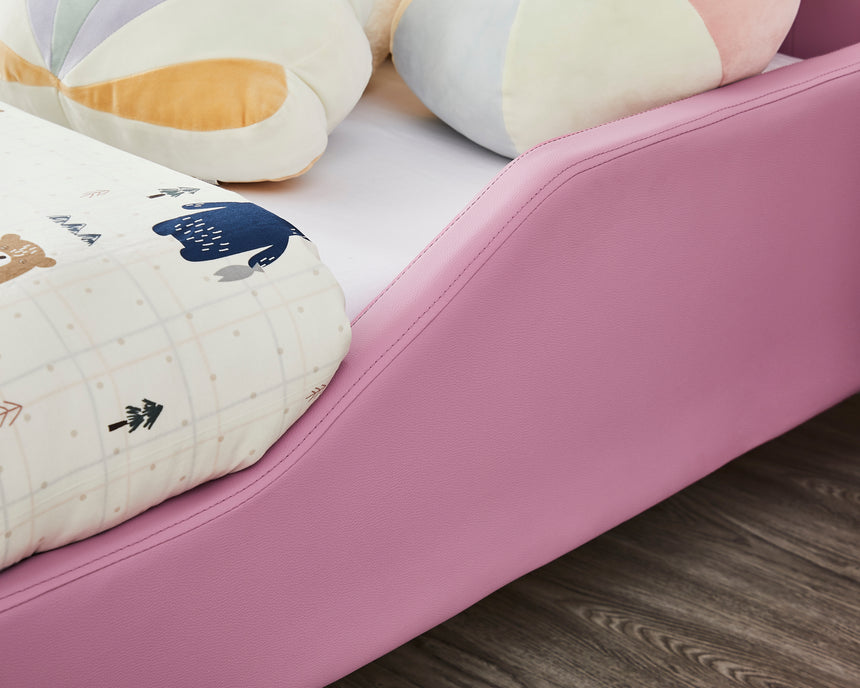 ALL 4 KIDS Kinsley Single PU Leather Upholstered Bed - Pink