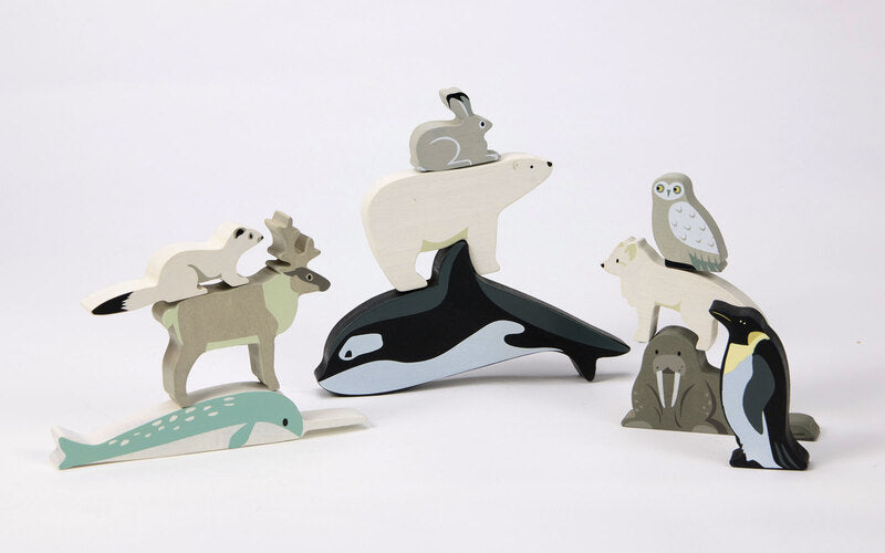 Tender Leaf Toys Wooden Polar Animals Display Shelf Set